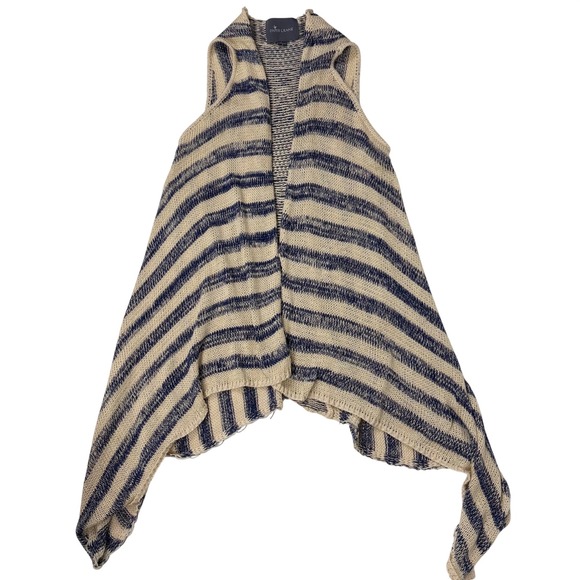 Paper Crane Jackets & Blazers - Paper Crane Navy and Cream Striped Knit Vest